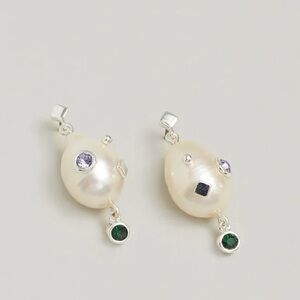 Madewell x Aimee Song Studded Freshwater Pearl Statement Drop Earrings